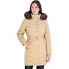 image:imageMichael Kors Womens Long Puffer Coat with Belt and Faux Fur HoodKhaki