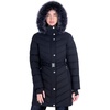 image:imageMichael Kors Womens Long Puffer Coat with Belt and Faux Fur HoodBlack
