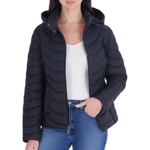 image:imageMichael Kors Womens Lightweight Logo Zipper Packable Hooded Puffer JacketBlack