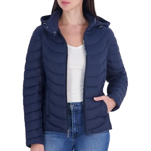 image:imageMichael Kors Womens Lightweight Logo Zipper Packable Hooded Puffer JacketNavy