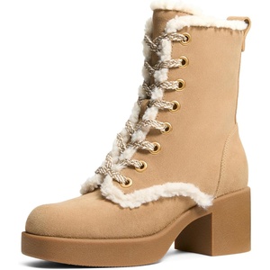 image:imageMichael Kors Womens Bryant Lace Up BootieSuedeFaux FurBurnt Khaki